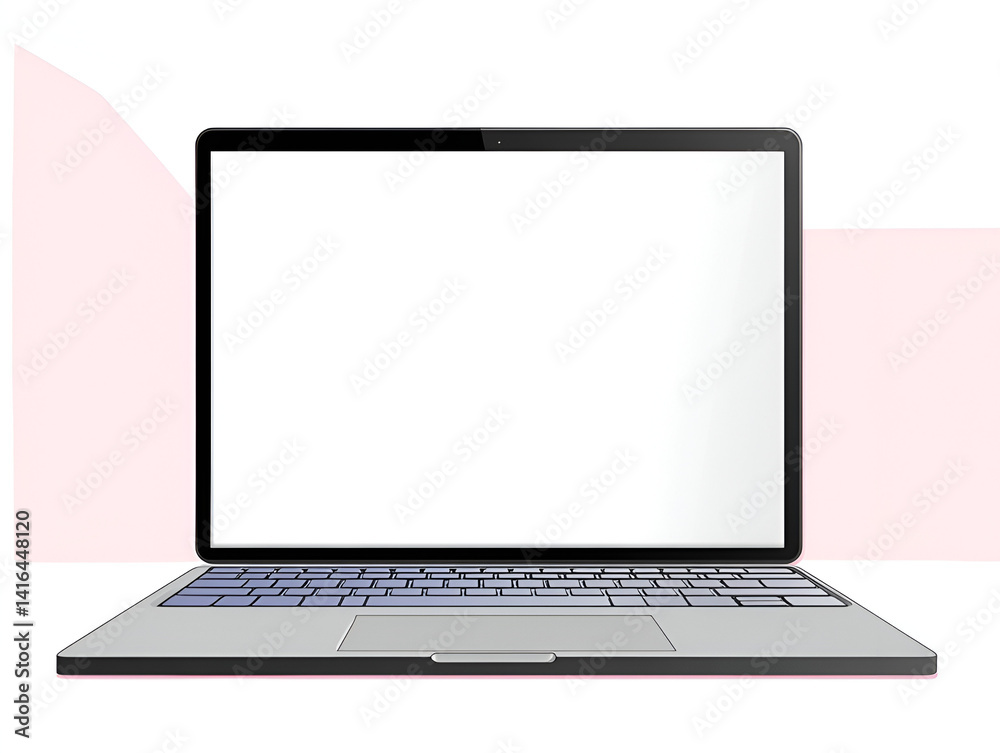 Silver portable laptop computer with a blank screen isolated on white for business technology Silver portable laptop computer with a blank screen isolated on white for business technology