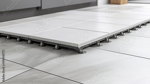 Innovative raised floor system, showcasing modular construction and design excellence