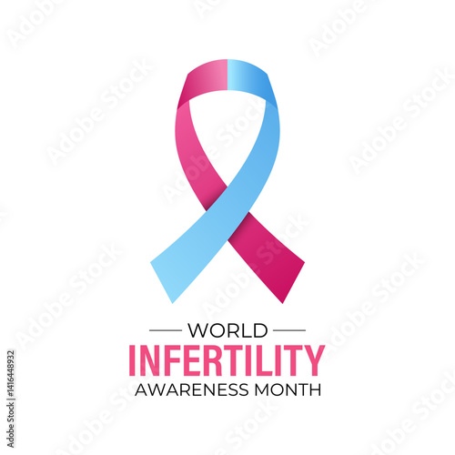 Template for a celebration of World Infertility Awareness Month is June. Its raising aware Stand with individuals, couples facing infertility struggles and reduce stigma. Realistic ribbon 