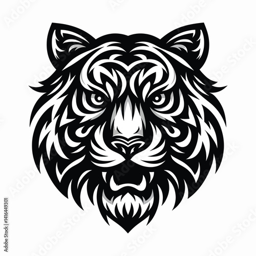  A silhouette icon illustration of a tiger's head 