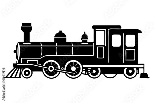 Steam locomotive train silhouette vector illustration isolated on white background