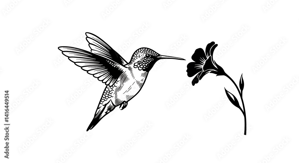Fototapeta premium Flying animal. black and white style. for design and background