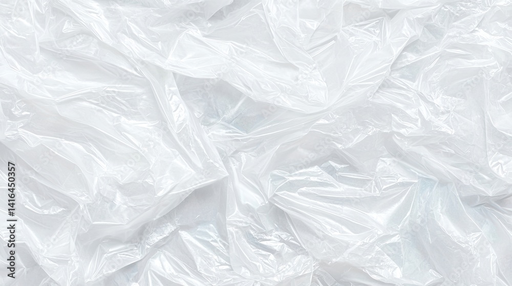 Obraz premium A close-up view of crinkled, translucent plastic material, showcasing intricate textures and folds.