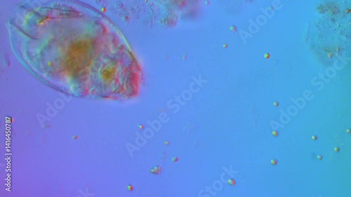 Lepadella sp. Freshwater microscopic animal rotifer under DIC microscope 400x