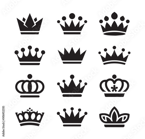 Luxury crown silhouette vector set