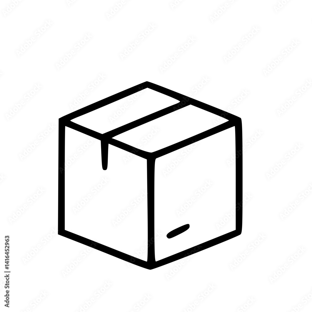 Box Icon Hand Drawn Outline Style Box Icon Hand Drawn Outline Style
