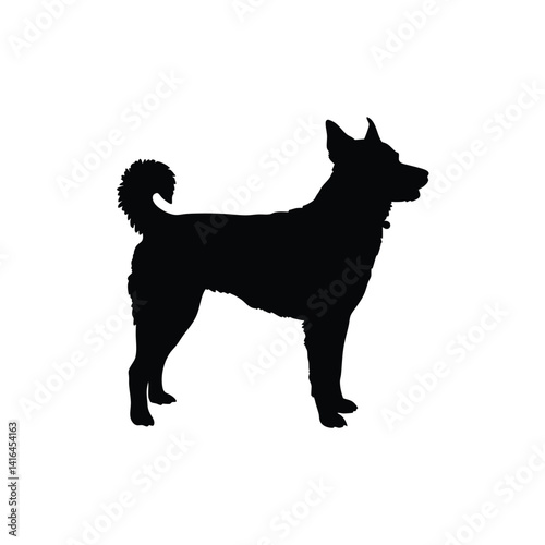 Dog ears perked up silhouette image