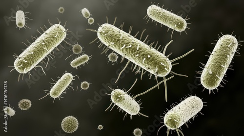 Detailed 3D Rendering of Diverse Bacterial Cells Categorized by Genus in Scientific Visualization for Educational and Research Purposes