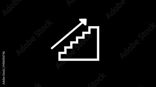 Ladder stair up indicating arrow icon. house equipment stairs icon animation.