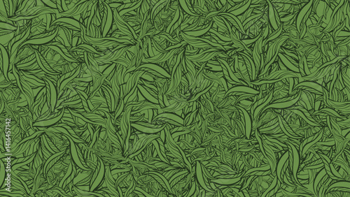 hand draw leaf pattern ,nature green background