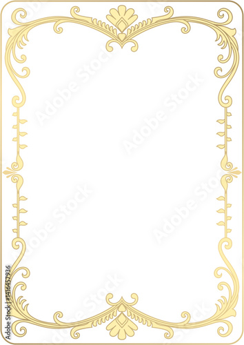 Golden frame with scrolling leaves, luxury abstract border