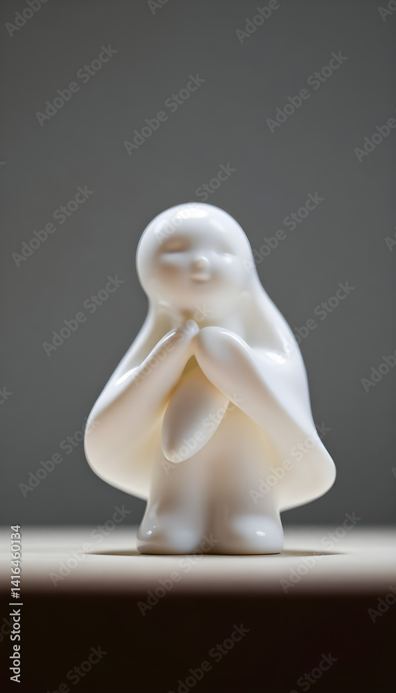 white figurine sitting on top of a table white figurine sitting on top of a table