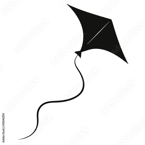 kite flying with tail silhouette artwork