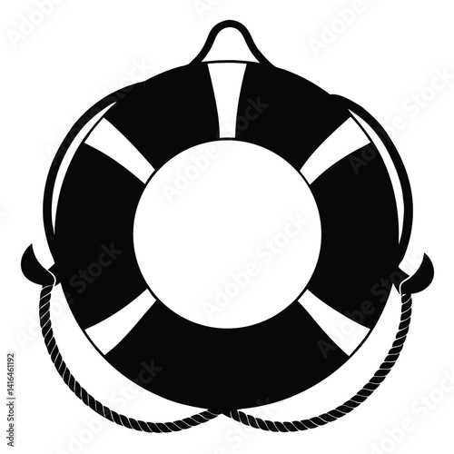 lifebuoy ring with rope silhouette graphic