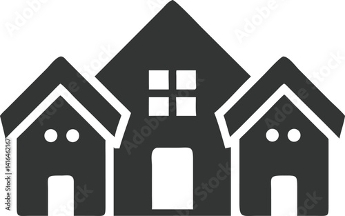 Group of Houses Icon Minimalist Flat Design Home