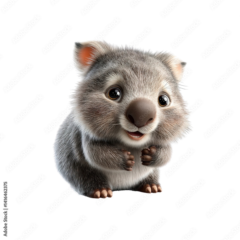 Obraz premium Adorable Baby Wombat 3D Render of a Cute Australian Marsupial