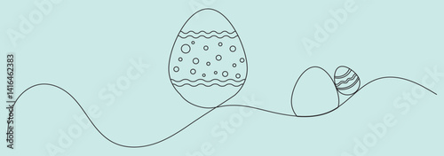 Easter bunny rabbit with Liner egg one continuous line vector illustration isolated on transparent background. Funny spring holiday symbol, Easter egg hunt concept.