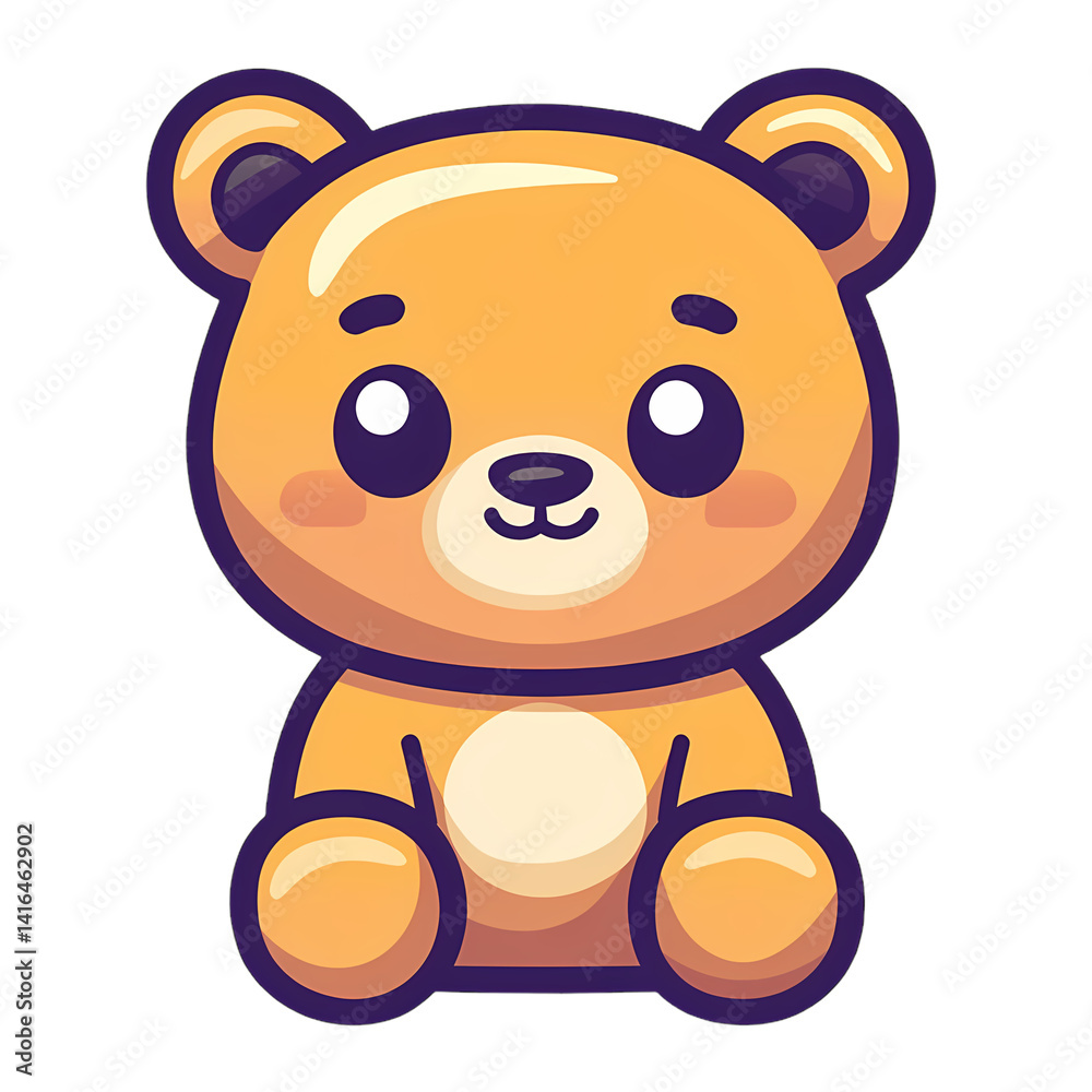 Fototapeta premium Bear, Teddy, cute Clip-art cartoon character, flat vector on transparent background. Design for Kids