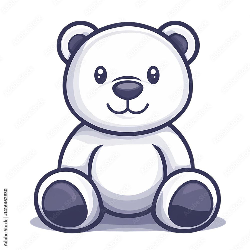 Fototapeta premium Bear, Teddy, cute Clip-art cartoon character, flat vector on transparent background. Design for Kids