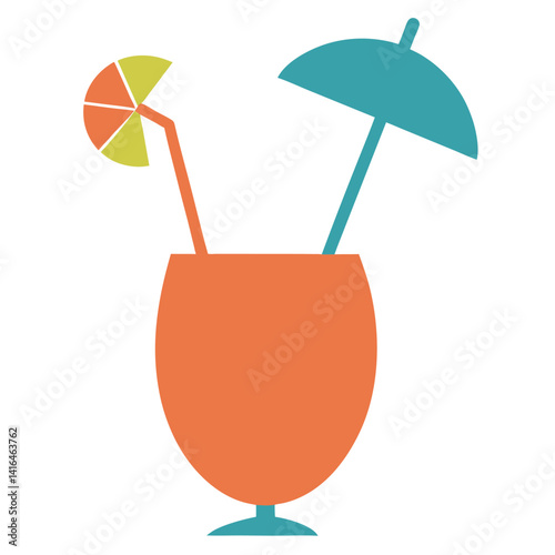 double straw tropical drink silhouette
