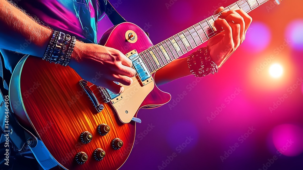 Obraz premium Electrifying Guitar Solo: A Musician's Passion