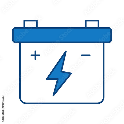 Solar Battery Blue Icon. Solar Energy, Solar Panel, Green Energy, Sun Energy, Solar Battery, Energy Saving, Solar House, Ecology, Electricity, Renewable Energies Editable Stroke Vector Illustration