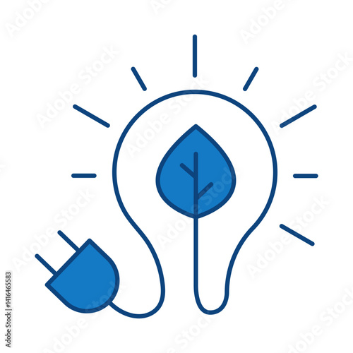 Smart Energy Blue Icon. Solar Energy, Solar Panel, Green Energy, Sun Energy, Solar Battery, Energy Saving, Solar House, Ecology, Electricity, Renewable Energies Editable Stroke Vector Illustration
