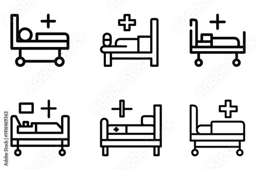 Set of hospital bed icon vector icon illustration on white background.