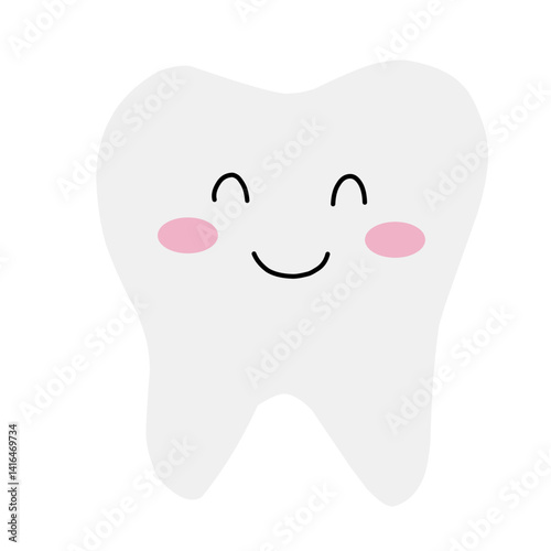 Vector illustration of cute cartoon tooth character.