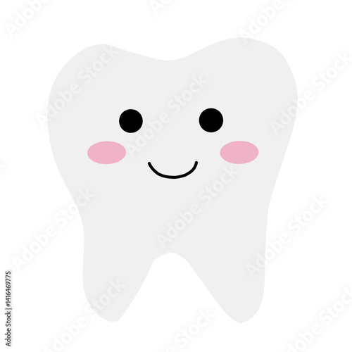 Vector illustration of cute cartoon tooth character.