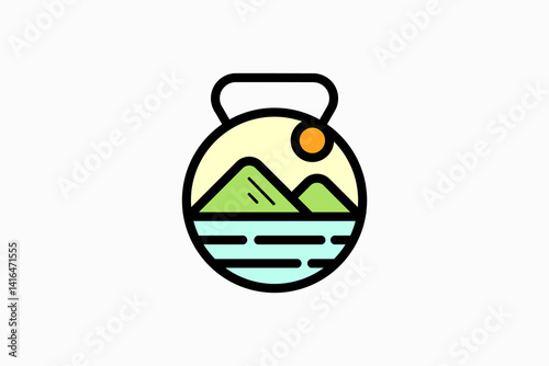 mountain fitness logo design vector