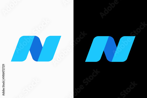 letter N fold logo design vector