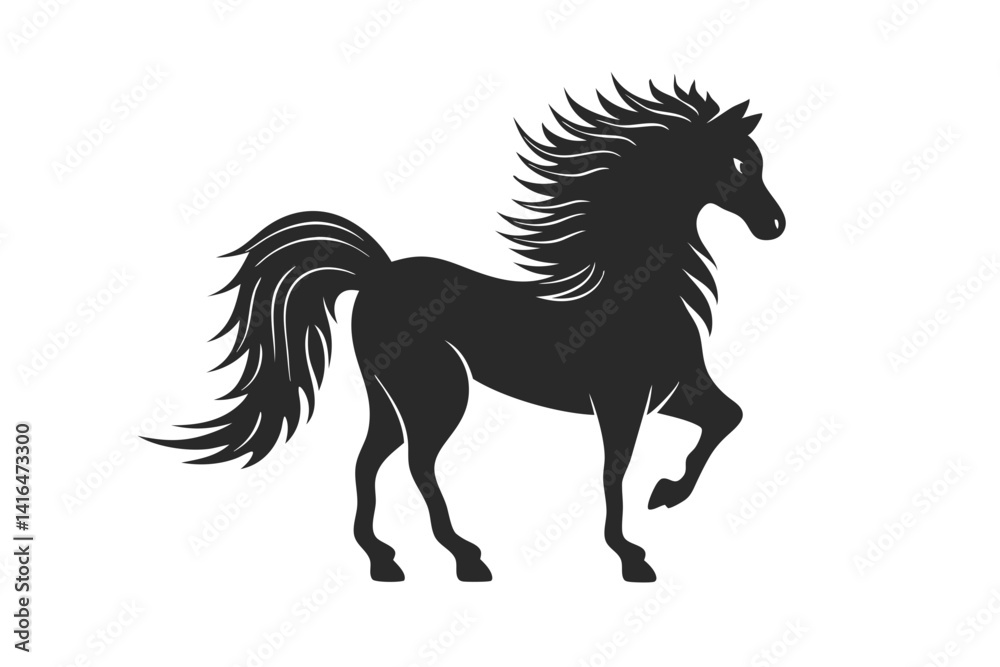 Obraz premium Wild horse vector silhouette illustration isolated on white background