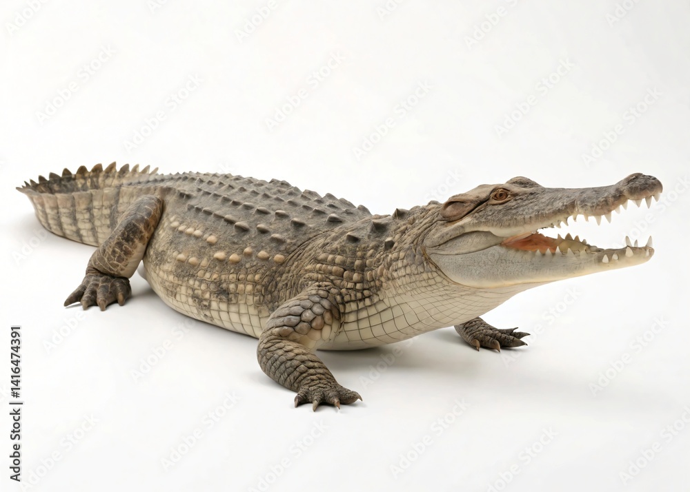 Naklejka premium Large Crocodile Reptile Wildlife Animal Closeup Studio Shot on White Background
