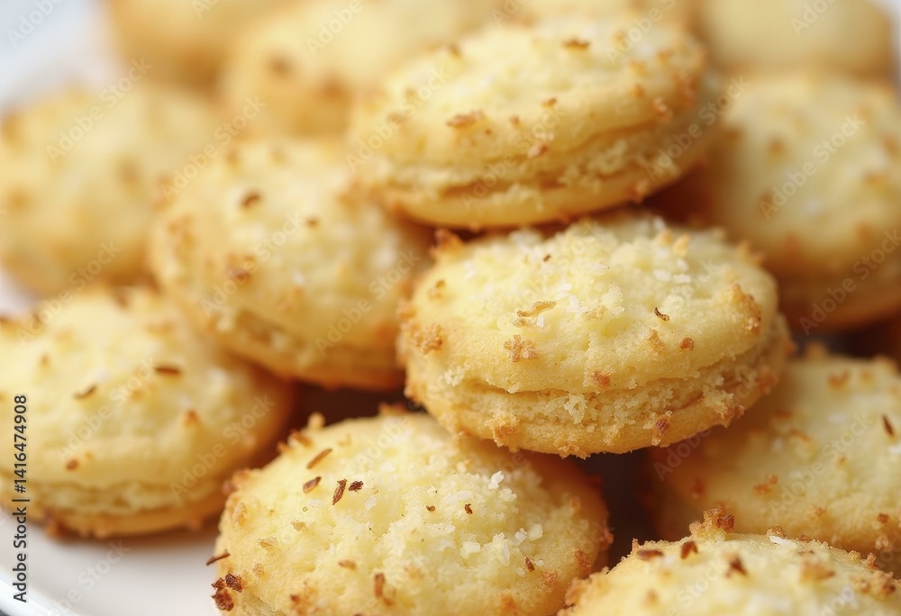 Golden Coconut Macaroons Close Up with Crisp and Chewy Texture Golden Coconut Macaroons Close Up with Crisp and Chewy Texture