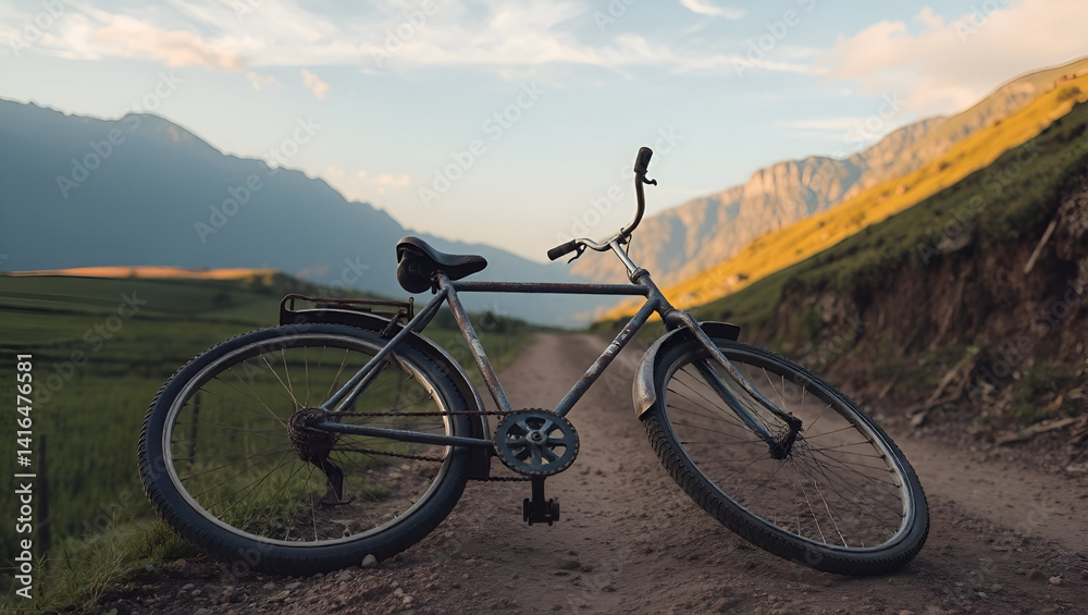 Obraz premium bicycle on road ai 