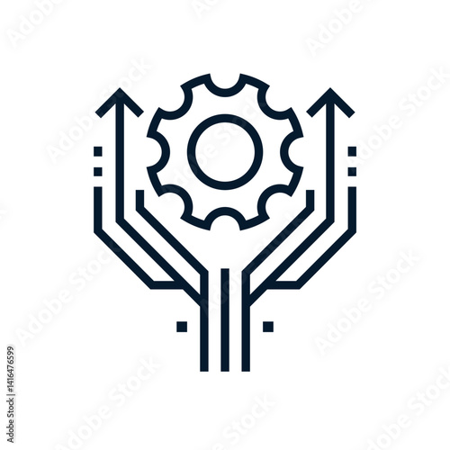 Concept computer, electronic technologies. Vector linear icon isolated on white background.