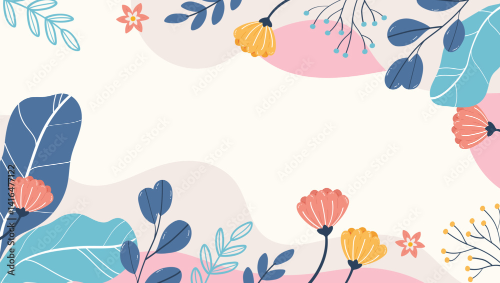 Obraz premium Design banner frame flower Spring background with beautiful