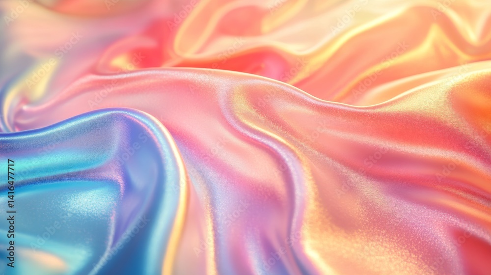 Fototapeta premium Iridescent Pastel Silk Fabric Draped Texture Background