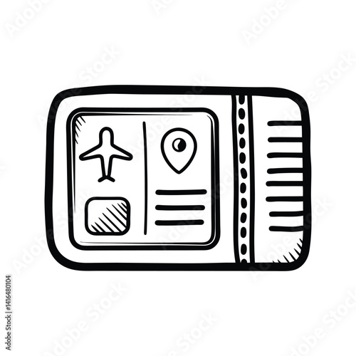 Vacation ticket icon silhouette vector with white background