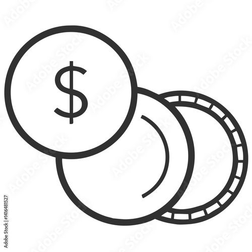 Coins Icon for Financial Applications, Banking Websites, E-commerce Platforms, Cryptocurrency Blogs, Money Management Apps, and Educational Materials about Finance