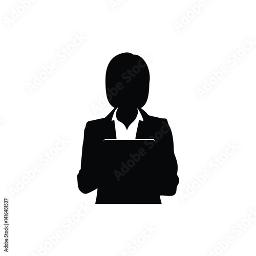 Professional woman using smartphone silhouette