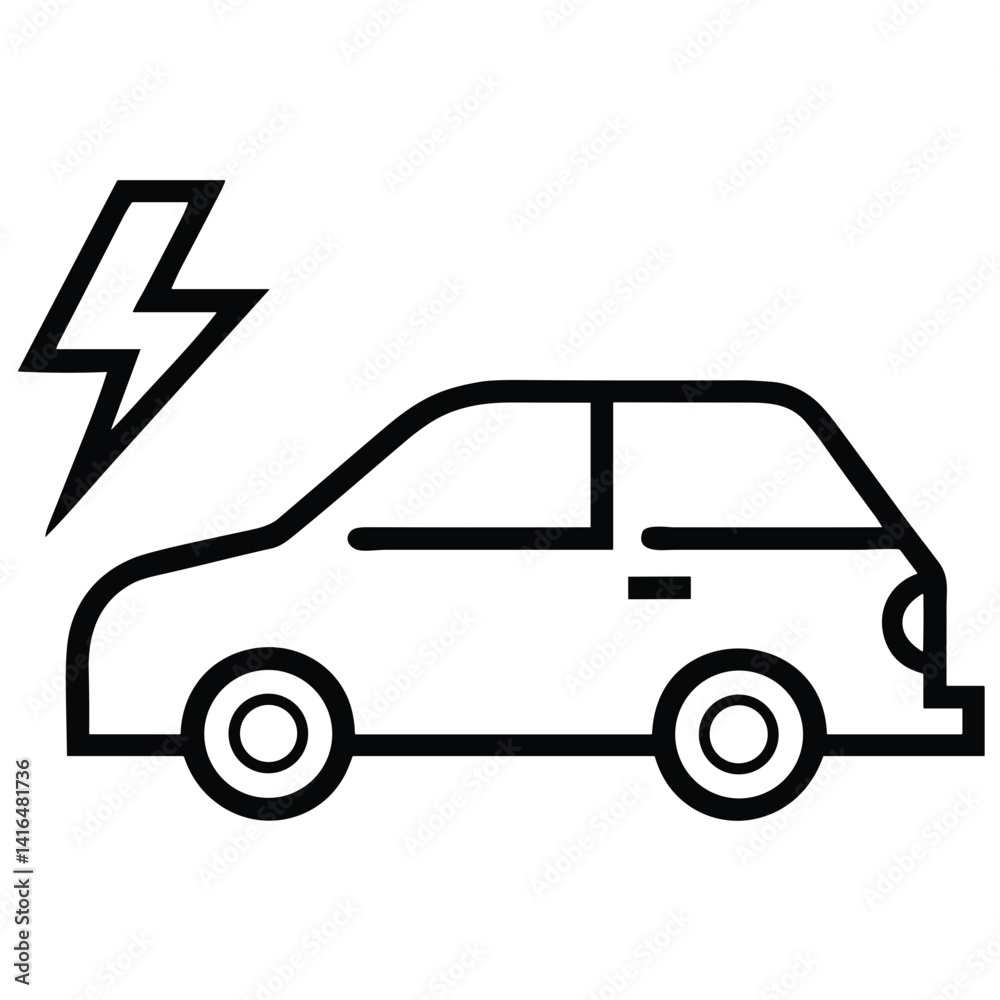 Electric Car with Lightning Icon for EV Charging Apps, Sustainable Transport Websites, Green Energy Blogs, and Clean Mobility Presentations Electric Car with Lightning Icon for EV Charging Apps, Sustainable Transport Websites, Green Energy Blogs, and Clean Mobility Presentations