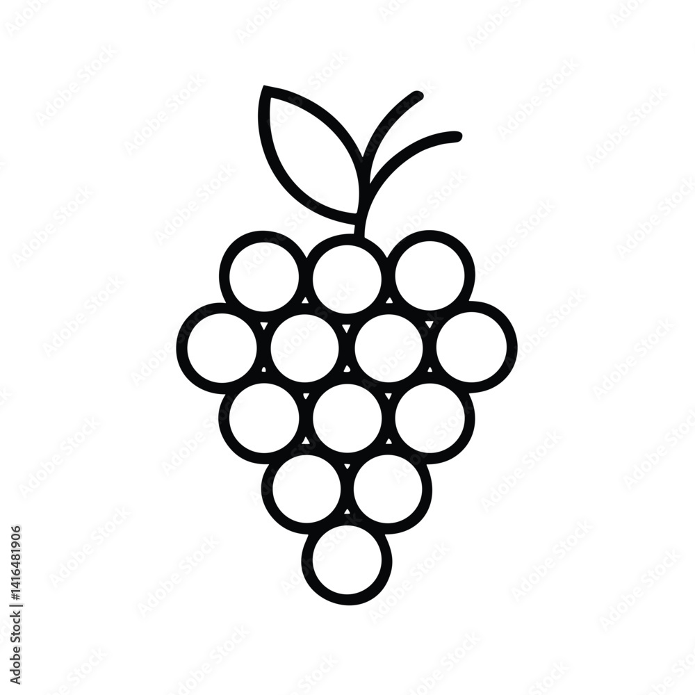 Grapes Icon for Food Apps, Wine Industry Websites and Nutritional Educational Content Grapes Icon for Food Apps, Wine Industry Websites and Nutritional Educational Content