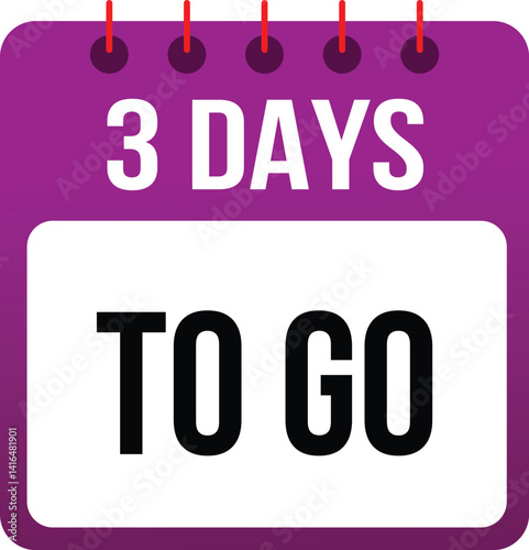 3 DAY TO GO CALENDER ICON DESIGN PURPLE COLOR
