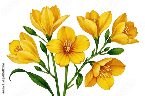 Vibrant yellow flowers bloom a burst of sunshine rich golden on transparent background