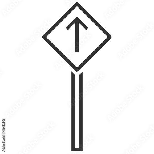 One Way Sign Icon for Traffic Navigation Apps, Road Information Systems and Driver Education Materials