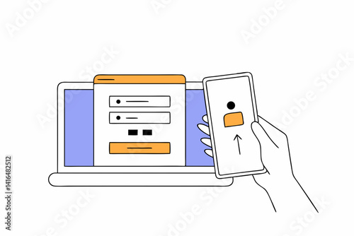SaaS User Login with 2FA Icon, Vector showing secure login to SaaS dashboard with two-factor authentication.