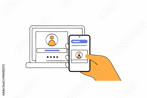 SaaS User Login with 2FA Icon, Vector showing secure login to SaaS dashboard with two-factor authentication.