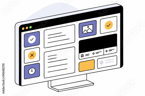 EdTech LMS Dashboard Isometric Vector	Vector showing an online education dashboard for learning platforms, ideal for EdTech interfaces